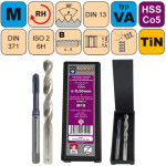 Sada str.záv.M3x0,5 ISO2 HSSCo5 TiCN DIN371B+vrták CZ004-02,50